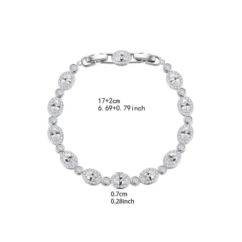 SLBRIDAL Sparkling Charm Fashion Cubic Zircon Bracelets Girls CZ Daily Bracelet Gift Wedding Bridal Bridesmaids Women Jewelry