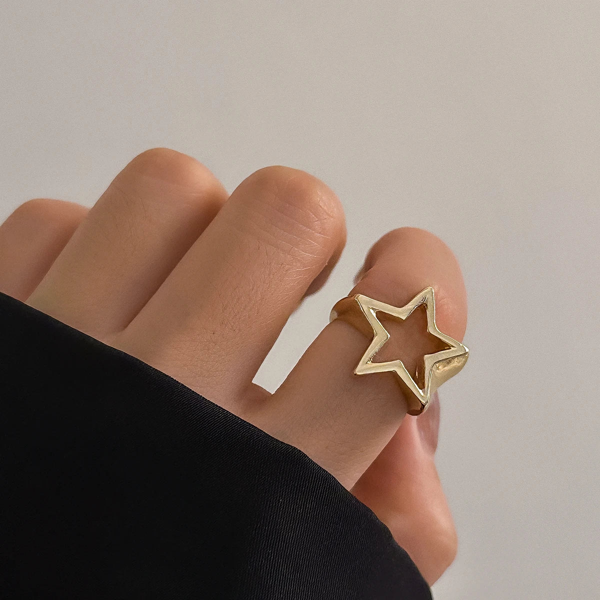 Vintage Punk Irregular Hollow Star Metal Open Rings for Women Fashion Statement Gothic Adjustable Couple Rings Y2K Wed Jewelr