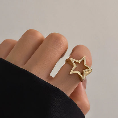 Vintage Punk Irregular Hollow Star Metal Open Rings for Women Fashion Statement Gothic Adjustable Couple Rings Y2K Wed Jewelr