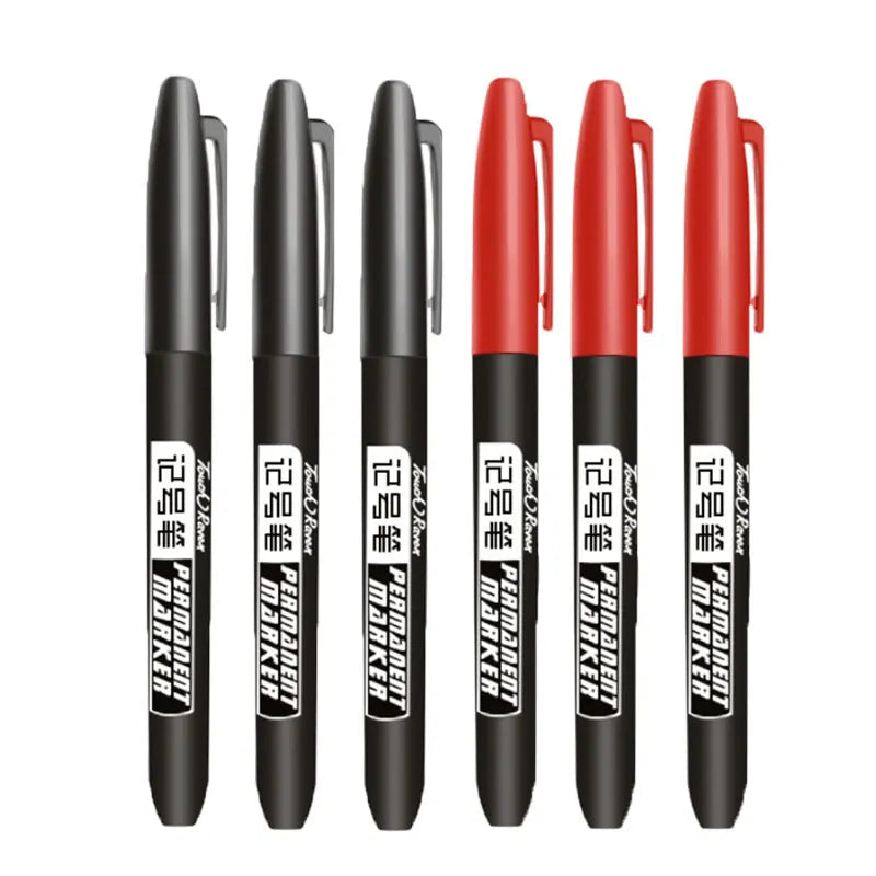 6 PCS Permanent Marker Pen Manga Drawing Markers Black Blue Red Waterproof Ink Sketch Pens Stationery Art School Supplies - 3