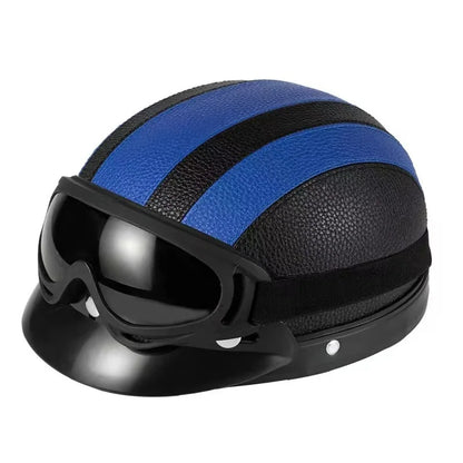 Vintage for Harley Leather Helmet for Men Women Winter Warm Universal Lightweight Half Helmet Electric Bicycles Great Gift Se