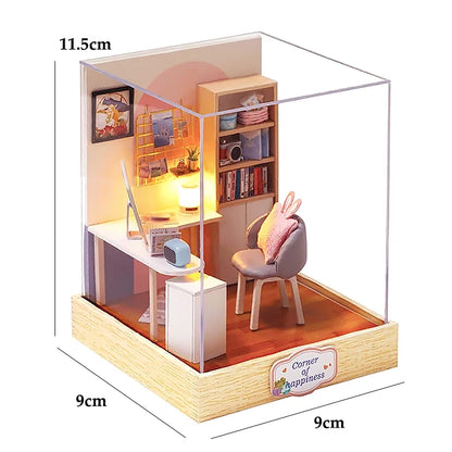 Mini Doll House DIY Small House Kit Handmade 3D Puzzle Assembly Model Building Room Bedroom Decoration Wooden Craft BirthdayG