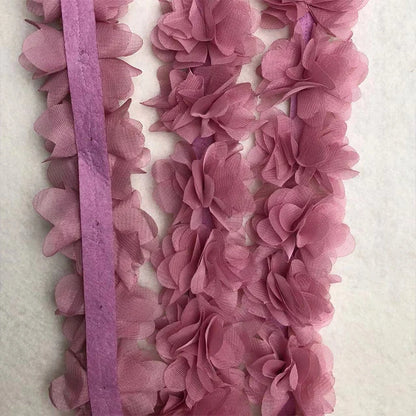 1 Yard Width 5cm 3D Chiffon Flowers Lace Trim Multicolor DIY Lace Ribbon Decor Clothes Accessories Craft Sewing Fabric Suppli