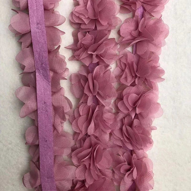 1 Yard Width 5cm 3D Chiffon Flowers Lace Trim Multicolor DIY Lace Ribbon Decor Clothes Accessories Craft Sewing Fabric Suppli