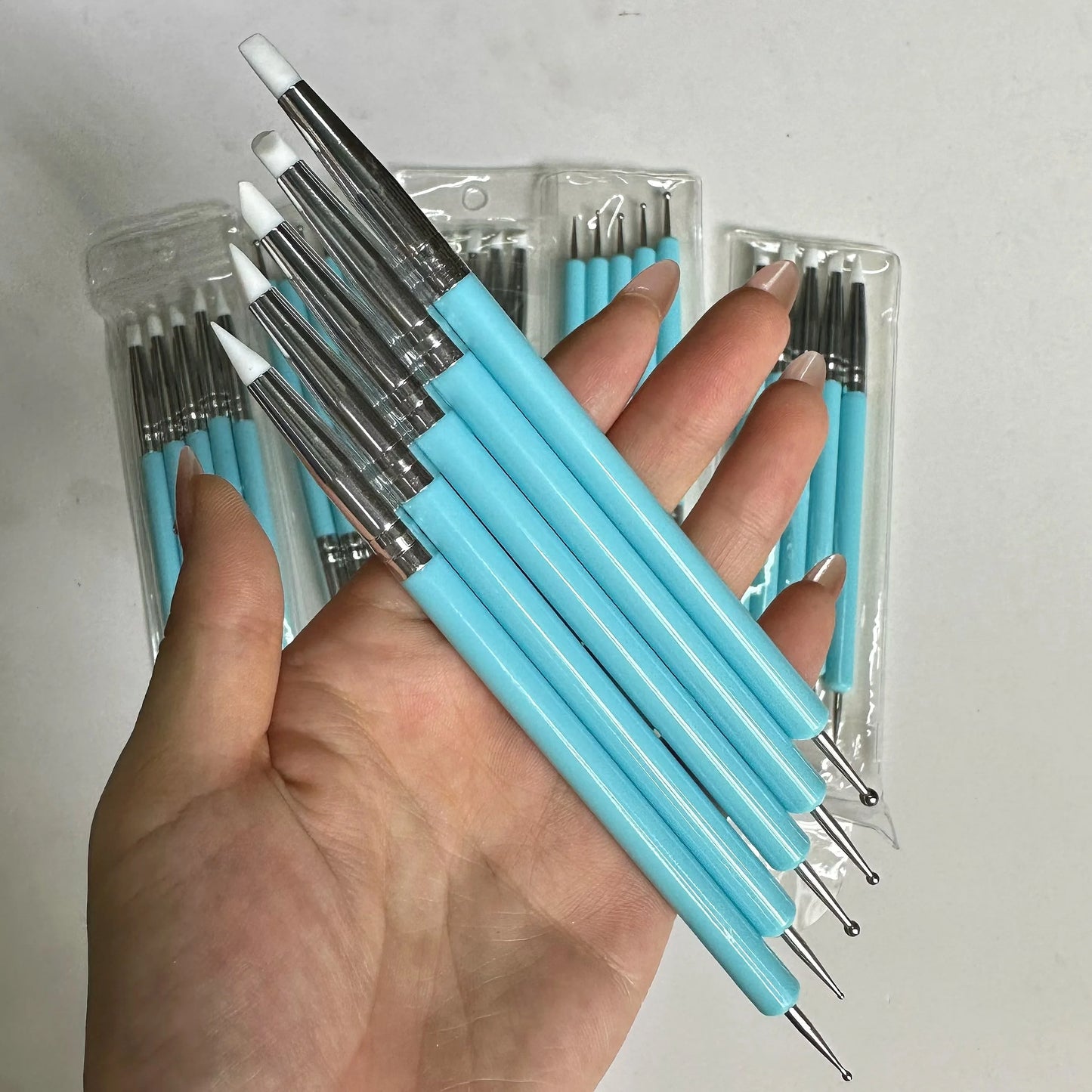 5pcs/Set Double-ended Silicone Head Carving Dotting Pen Brush Modeling Dotting Nail Art Pottery Clay Tool DIY Sculpting Tools