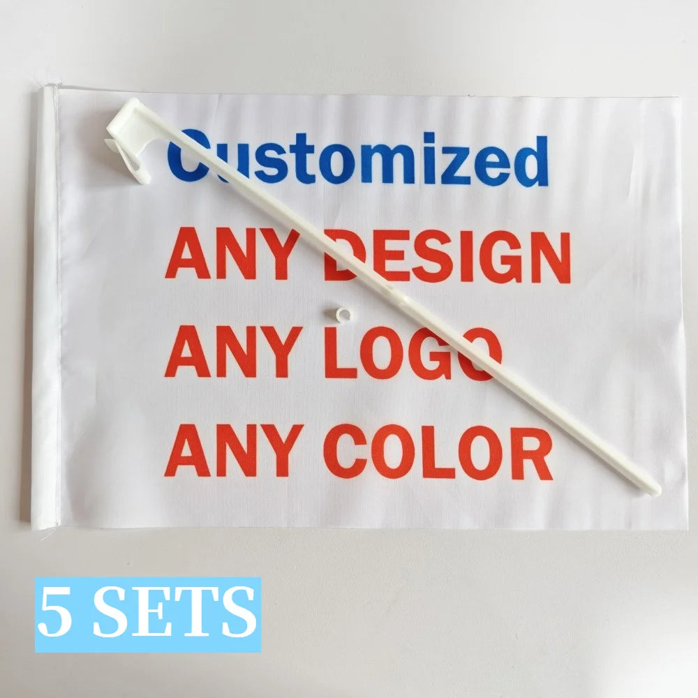 Customizable Car Flag - Personalize with Your Logo or Design, Patriotic Banner for Sports Events, Parades & Car Decoration - 