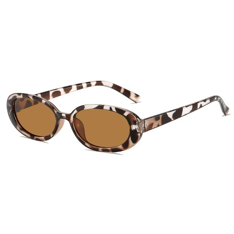 Sexy Small Oval Women's Sunglasses 2025 New Fashion Leopard Brown Hot Sun Glasses Female Retro Colorful Shade Eyeglass - whit