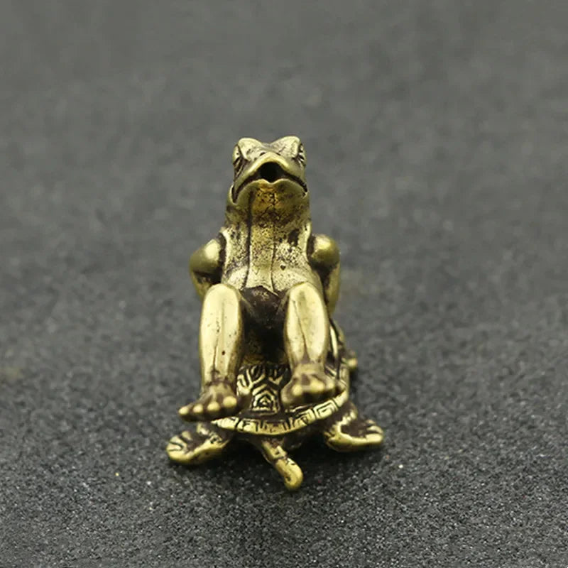 Antique Play Brass Tortoise Frog Miniature Statue Decoration Desk Decoration Home Decoration Bronze Sculpture