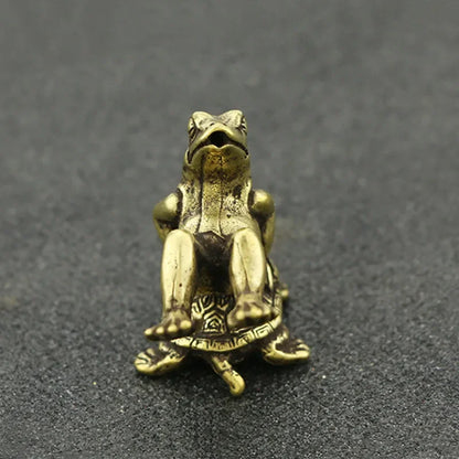 Antique Play Brass Tortoise Frog Miniature Statue Decoration Desk Decoration Home Decoration Bronze Sculpture
