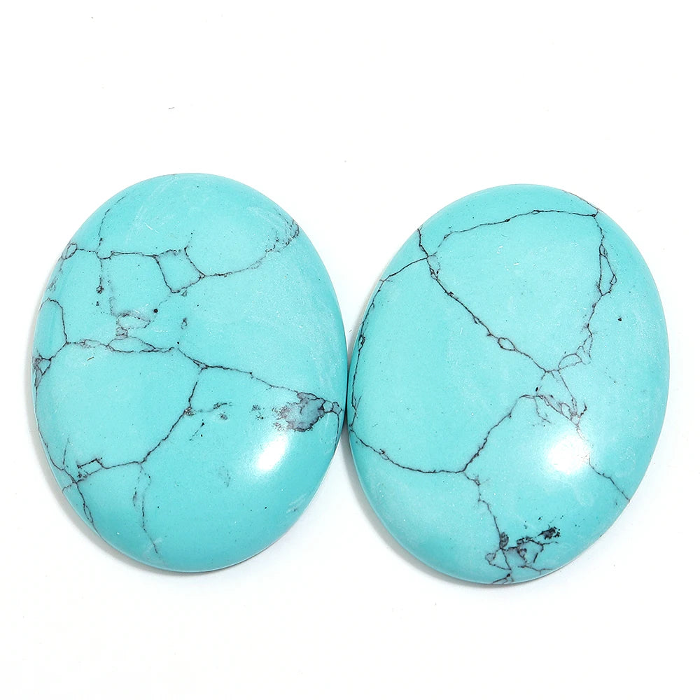 2-10pcs Natural Blue Turquoise Cabochons Oval Flat Back Cabochon Loose Beads For Jewelry Making DIY Ring Necklace Accessories