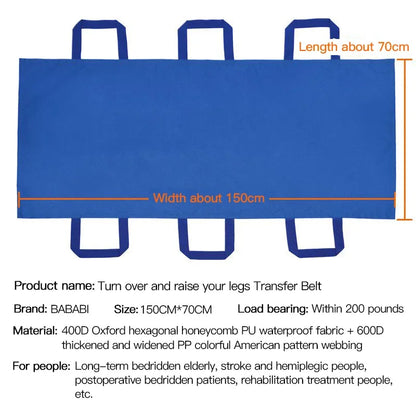 Household Patient Transfer System Soft Stretcher Belt & Repositioning Mat for Bedridden Elderly Nursing Care - TRANSFER BELT 
