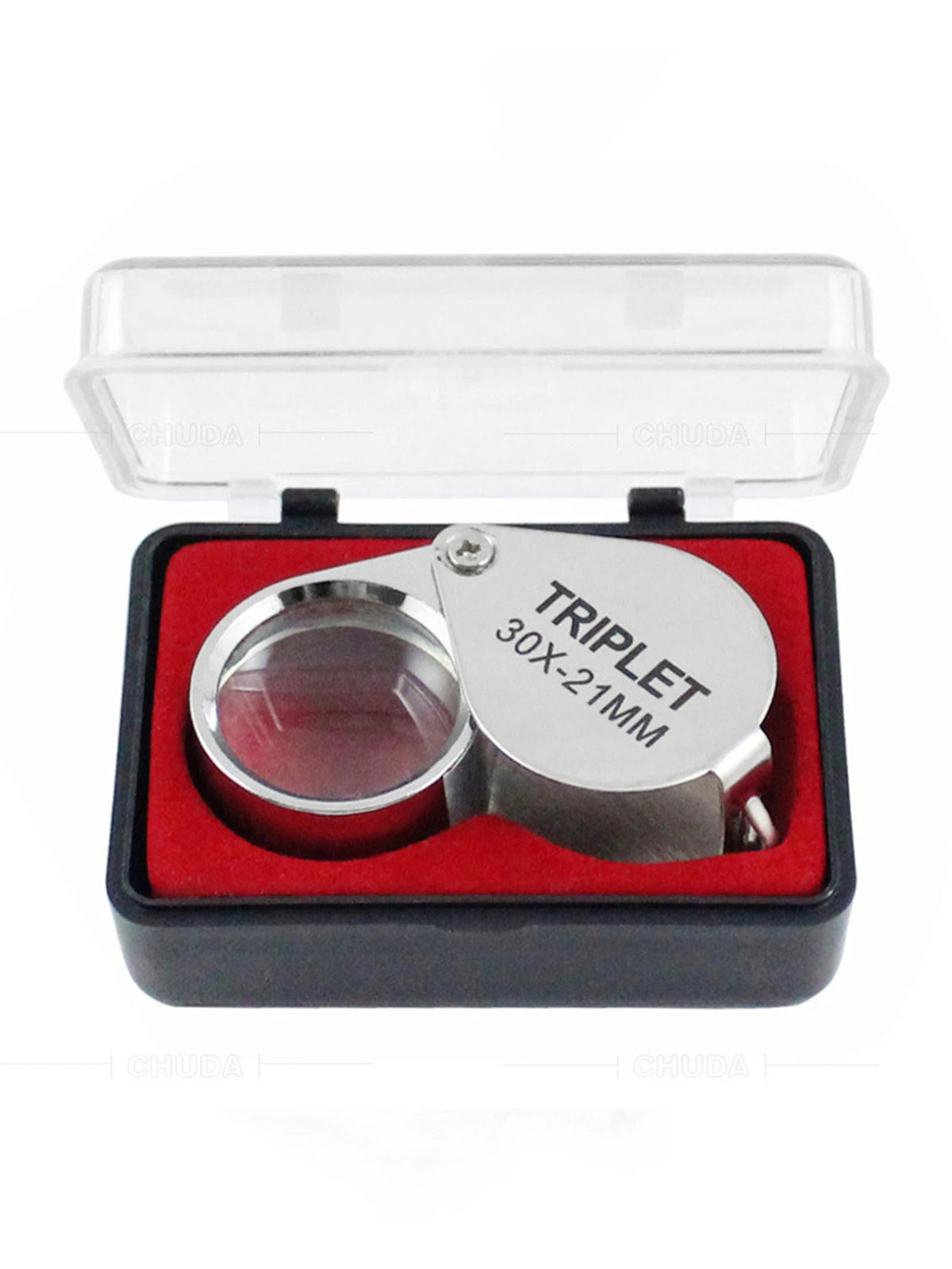 10-30X Gold/Silver Boxed Portable Blinds Folding Three Piece Jewelry/Labels/Reading Eye Tools Reading Magnifying Glass - Silv