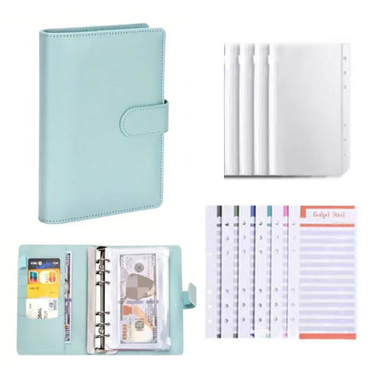 PU Leather Budget Binder With Cash Envelopes Pockets Zip Small French Budget Pouch Binder For Saving Money A6 Planner Organiz