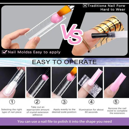 140pcs/box Nail Forms Set Colorful Full Nail Forms Top Molds Tips For Nails Gel Extension Forms Fake Building Mold Tools