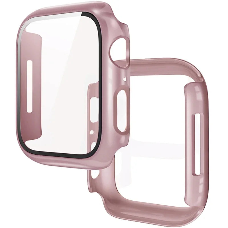 Tempered Glass+Cover For Apple Watch 11 10 9 8 7 46mm 42mm PC Bumper Screen Protector Case iWatch Series 7 6 5 4 SE3 44 40 45
