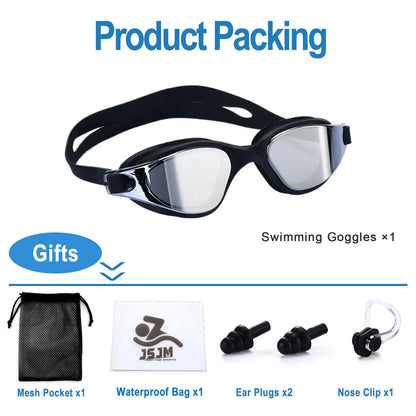 Unisex Adult Swimming Goggles – Anti-Fog Swim Glasses for Men & Women – Adjustable Silicone Waterproof Professional Swim Eyew