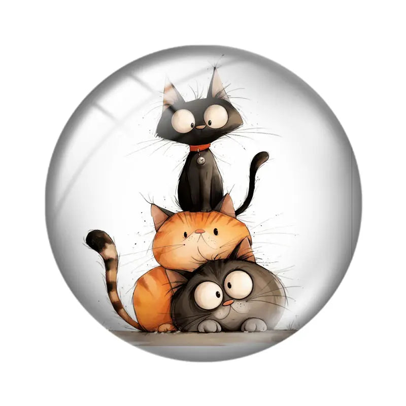 Funny Cats 10pcs 12mm/18mm/20mm/25mm Round photo glass cabochon demo flat back Making findings