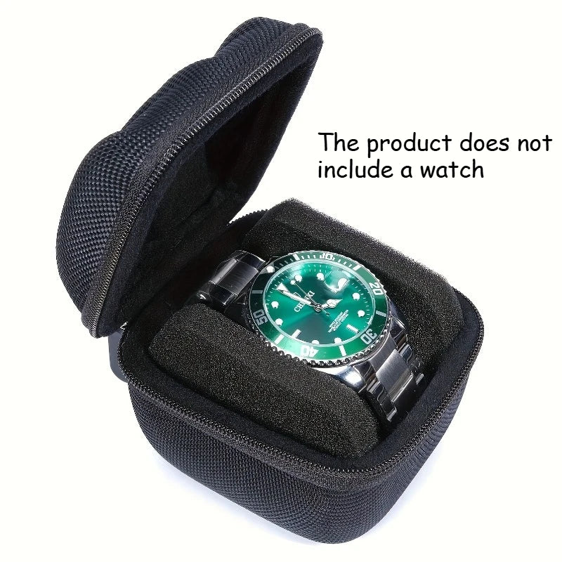1pc Black Watch Storage Box - Hard Case W/Soft Pillows, Velvet Lined for Jewelry & Watches Protection - 1pc black
