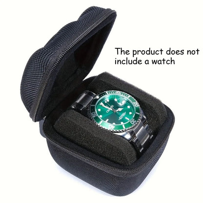 1pc Black Watch Storage Box - Hard Case W/Soft Pillows, Velvet Lined for Jewelry & Watches Protection - 1pc black
