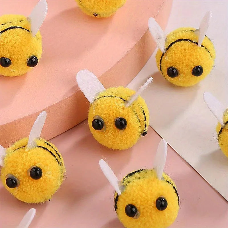 20pcs Cute Mini Bee Pom Pom Decorations for Crafts, Party Favors, Flower Arrangements & DIY Projects