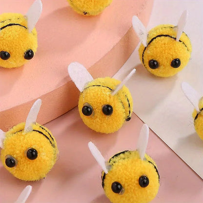 20pcs Cute Mini Bee Pom Pom Decorations for Crafts, Party Favors, Flower Arrangements & DIY Projects