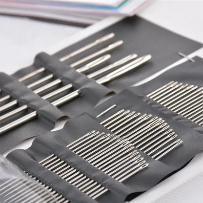55 Pieces Stainless Steel Big Eye Hand Sewing Needles Set with Different Sizes for Sewing Needlework Embroidery Stitching Nee