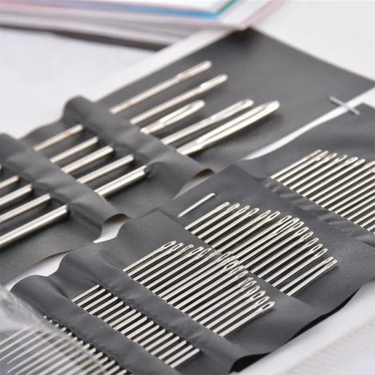 55 Pieces Stainless Steel Big Eye Hand Sewing Needles Set with Different Sizes for Sewing Needlework Embroidery Stitching Nee