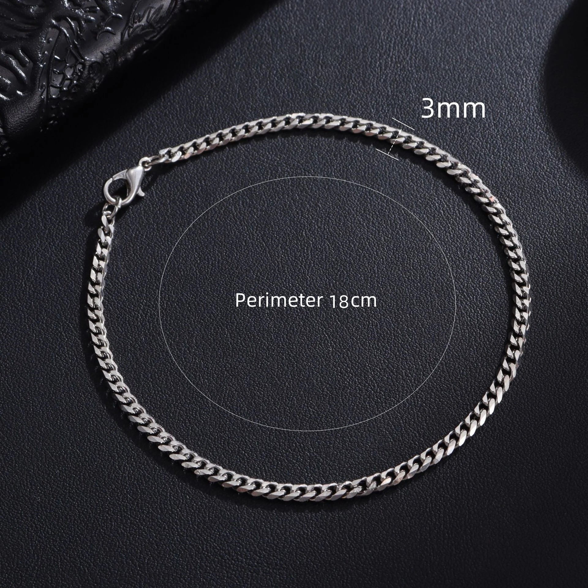 New Trendy Cuban Chain Men Bracelet Classic Stainless Steel 3/5/7/9mm Width Chain Bracelet For Men Women Jewelry Gift - 3mm