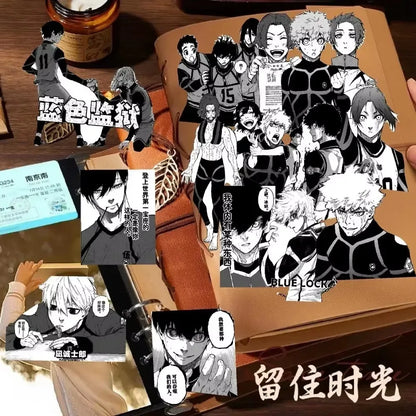 70Pcs Manga Style Blue Lock Black White Anime Sticker Nagi Seishiro Bachira Meguru Stickers Luggage Laptop DIY Sticker Toy