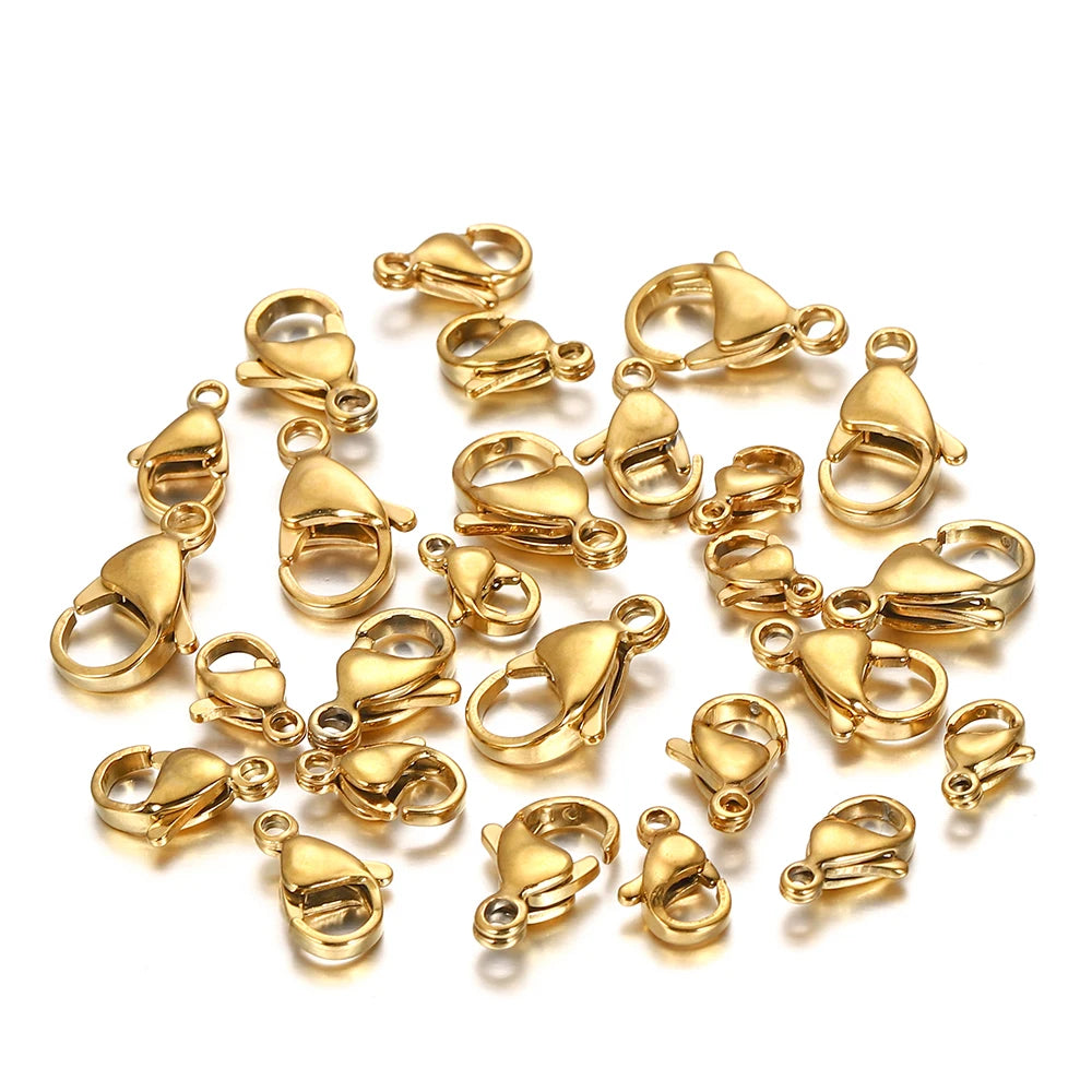 10/20/30Pcs Stainless Steel Gold Plated Lobster Clasp Claw Clasps For Bracelet Necklace Chain Diy Jewelry Making Supplies