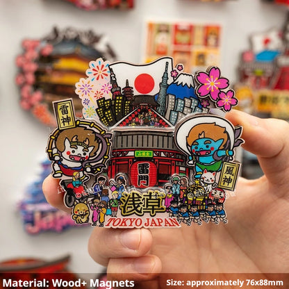 Japanese Travel Souvenir Fridge Magnet City Tourist Attraction Home Decor Basswood Resin Stickers Creative Gifts from Japan -