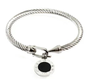 Fashion Simple Stainless Steel 3 Crystal Bracelet Bangle - B36 B