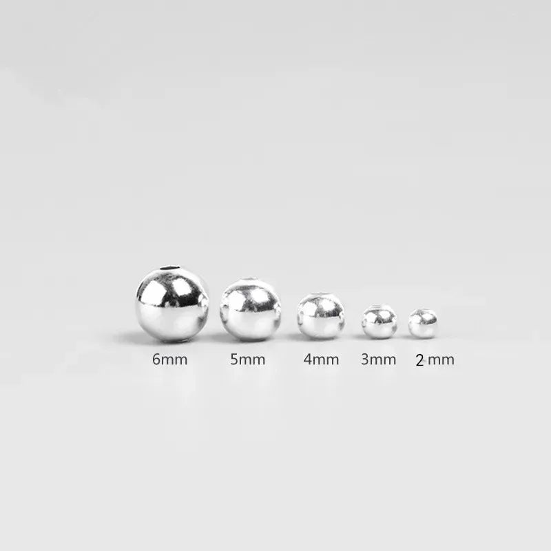 Genuine 925 Sterling Silver Round Beads Spacer Beads Jewelry Making Loose Beads Finding for DIY Bracelet Necklace Accessories