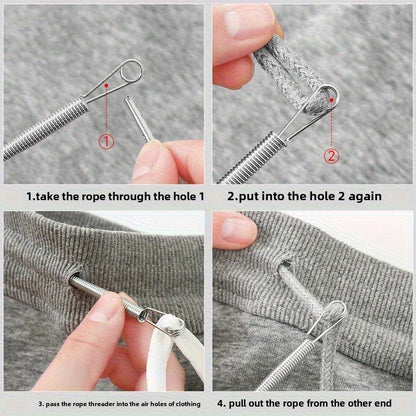 Bendable Spring Drawstring Threader Clip Pants Hoodies Elastic Band Lace Cord Flexible Drawstring Thread DIY Sewing Accessori