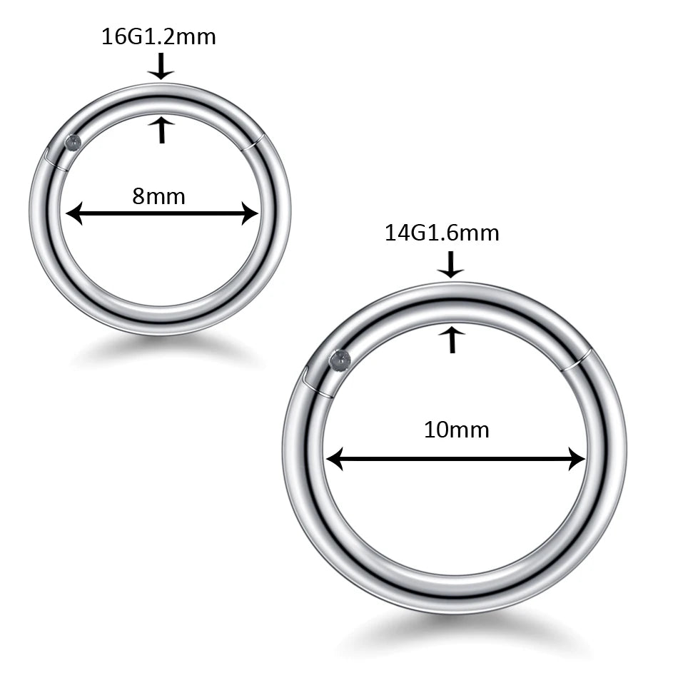 1PC Hinged Segment Nose Hoop Rings Women Surgical Steel Nose Rings Septum Clicker Ring Ear Daith Hoop Earring Piercing Jewelr
