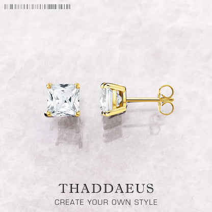 Studs Earrings Square Princess Cut Stone Europe Style Fine Jewerly For Women Trendy Gift In 925 Sterling Silver