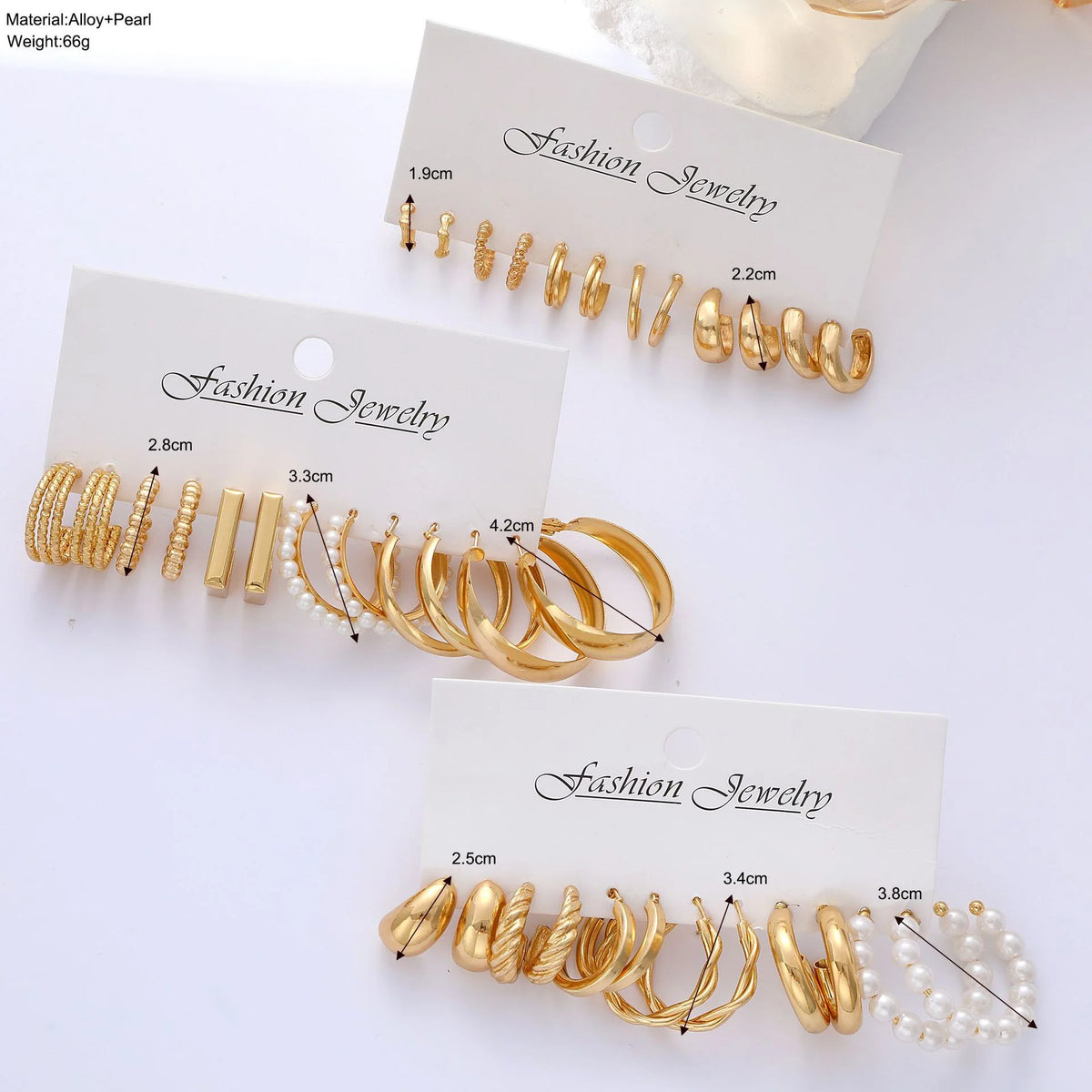 Fashion Geometric Hoop Earrings Set for Women Vintage Bohemian Pearl Gold Color Round Earring Punk Daily Wear Jewelry Gifts 2