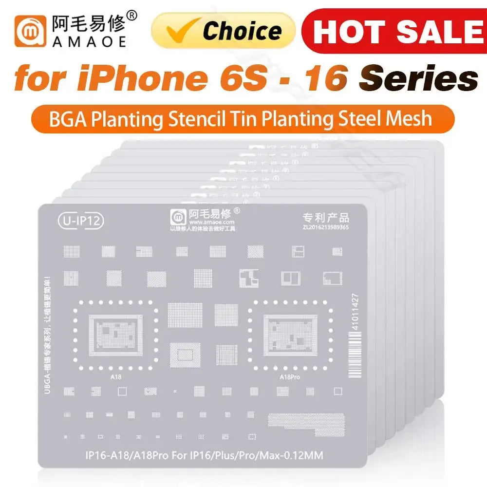 Amaoe BGA Reballing Stencil Template For iPhone 17 16 15 14 13 12 11 Pro Max XSMax 8 7P 7 6 A18 Tin Planting Soldering Net to