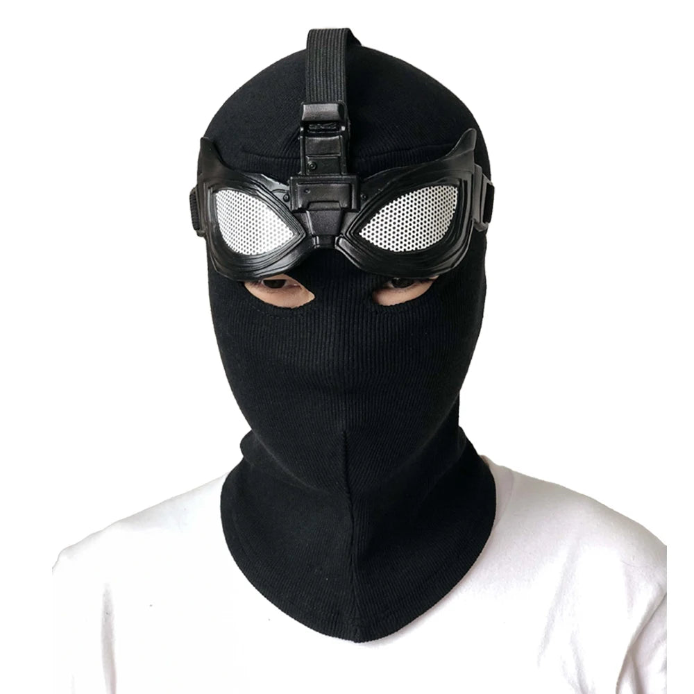 Superhero Peter Parker Spider Mask Cosplay Stealth Suit Black Helmet Halloween Masquerade Party Costume Props