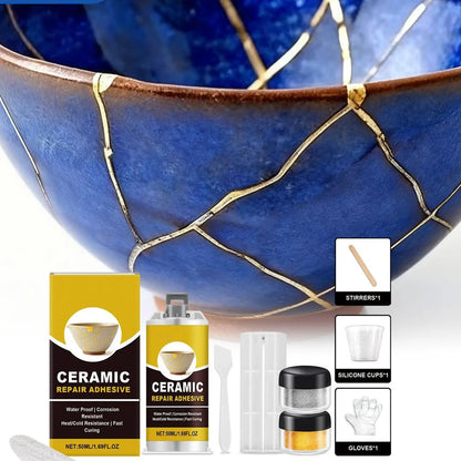Gold Glue for Ceramics Glass Sculptures Repair Gold Adhesive Adhesive Food Safe for Bathtub Vanity Plate Art Craft Figurines