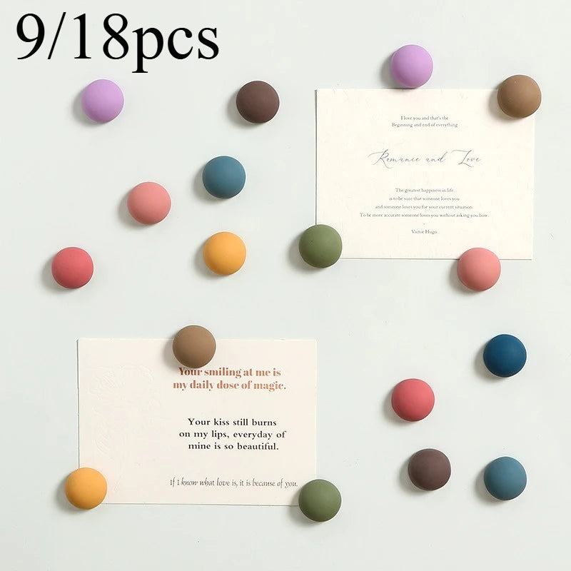 9/18pcs Morandi color Fridge Magnets Frosted Round Magnets Personalized Home Decor Whiteboard Photo Message Board Home Decor