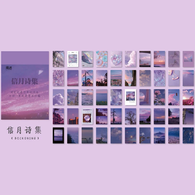 Yoofun 50 Sheets Natural Scenery&Art Paintings Stationery Stickers Book Aesthetic Landscape Cute Scrapbooking Planner Journal