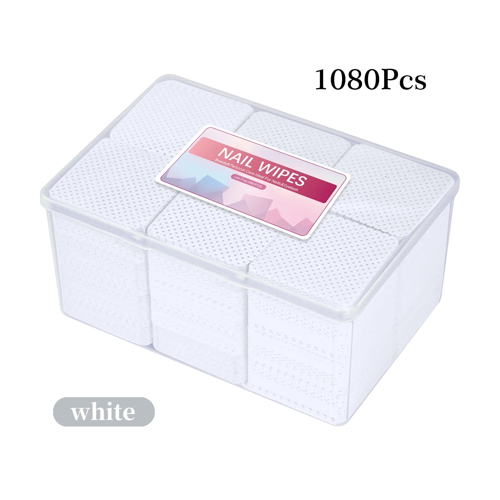 1080pcs Boxed Nail Art Lint-Free Eyelash Glue Wipes Paper Gel Polish Remover Clean Glue Cotton Pads Beauty Cleaning Tools - W