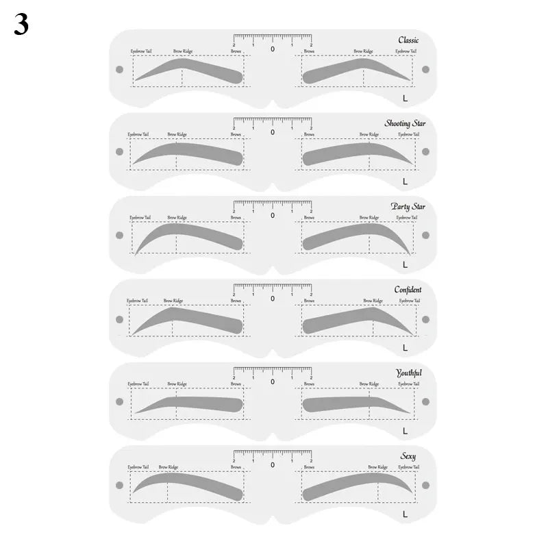Reusable Eyebrow Stencil Set Soft Ruler Brow Definer Eye Brow Drawing Guide Styling Shaping Grooming Template Card Makeup Too