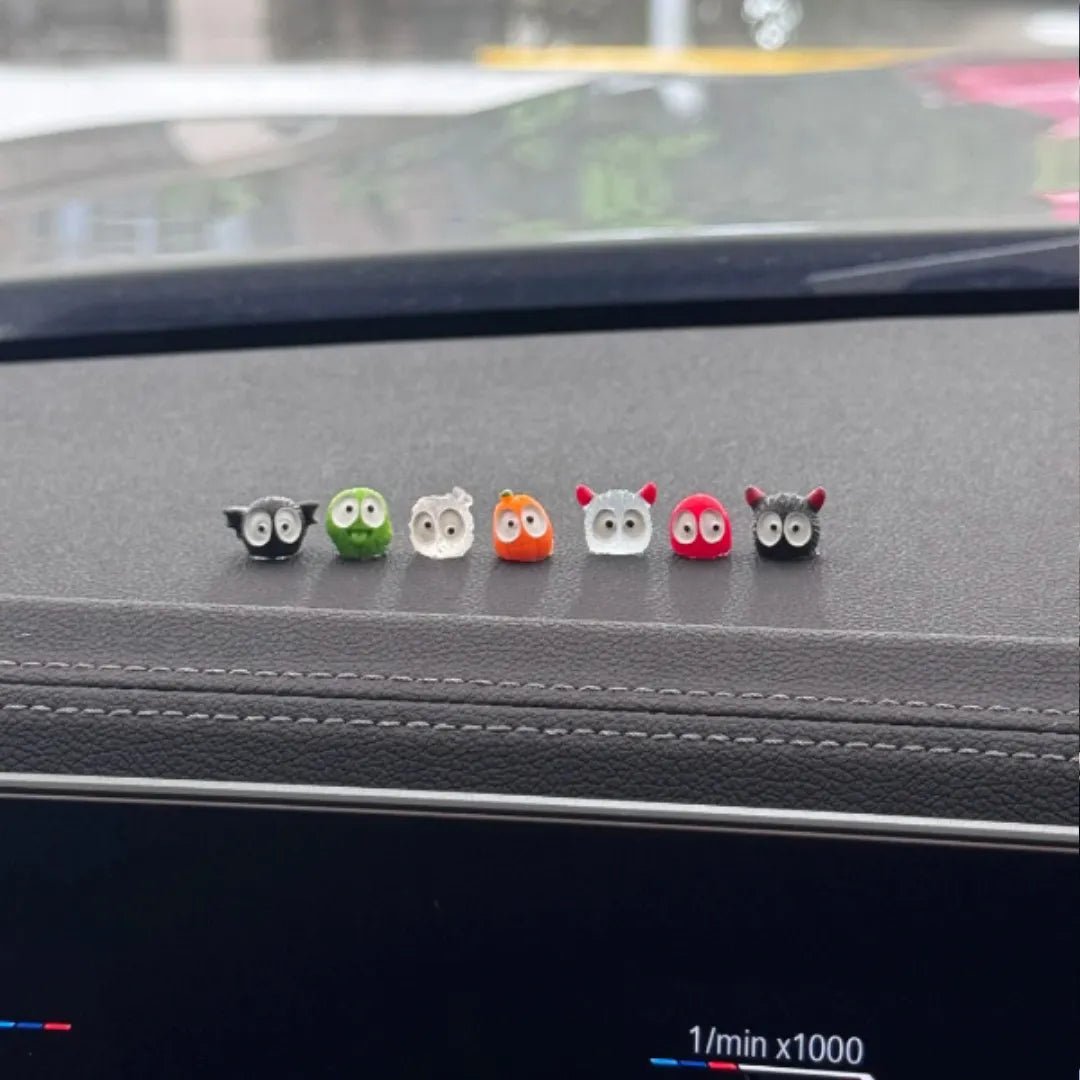 8 PCS Trick or Treat Series of Small Coal Ball Car Mounted Creative Ornaments Car Center Console Screens Car Garden Decoratio