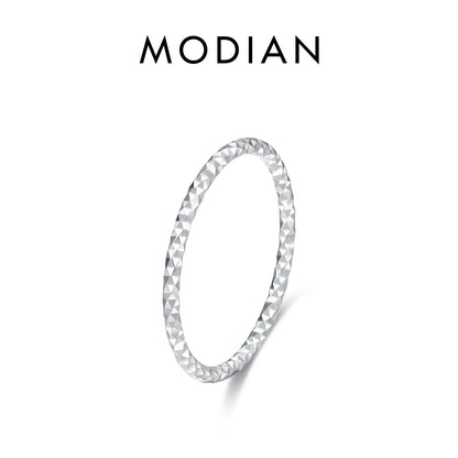MODIAN 925 Sterling Silver Simple Fashion Stackable Ring Classic Wave Geometric Exquisite Finger Rings For Women Party Jewelr