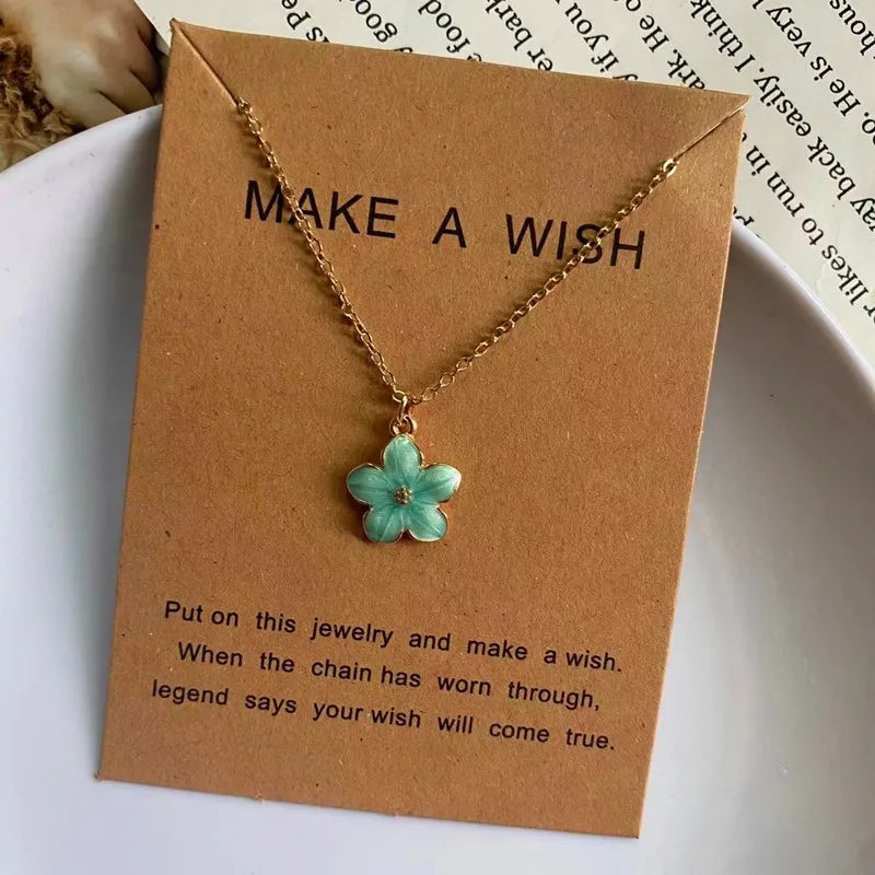 Korean Fashion Choker Necklace for Women Girl Colorful Flower Design Pendant Necklace Cute Romantic Neck Jewelry