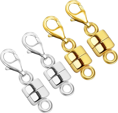 Magnetic Necklace Clasps and Closures with Lobster Clasp 14K Gold and Silver Plated Magnet Jewelry Clasps Converters