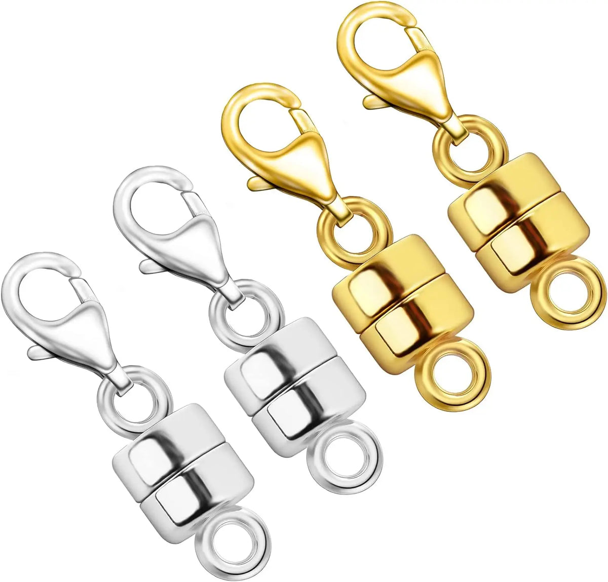Magnetic Necklace Clasps and Closures with Lobster Clasp 14K Gold and Silver Plated Magnet Jewelry Clasps Converters - 4Pcs 2