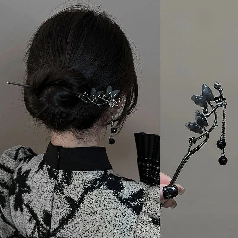Ancient Chinese Style Elegant Butterfly Tassel Hair Stick for Women Girls Classical Hairpin Chinese Hair Accessories Jewelry 